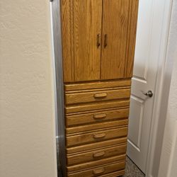 Solid Oak Swivel Lingerie Dresser With Mirror