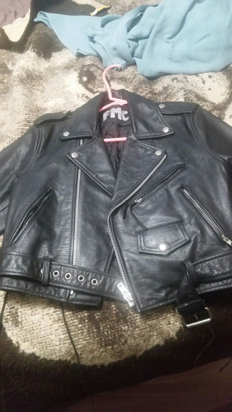 Vintage FMC women's motorcycle leather jacket