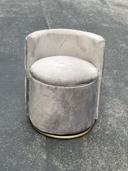 Velvet seat for vanity, swivels, set removes for storage OBO