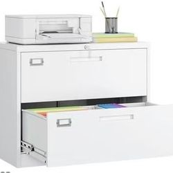 😀 Lateral File Cabinet 2 Drawer with Lock, White Filing Cabinet Home Office, Large Deep Drawers Locked by Keys, for Hanging Folders Files Letter/Lega