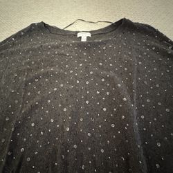 WOMENS Like New Charter Club Petite Large Gray Sweater With Sequin And Sleeves