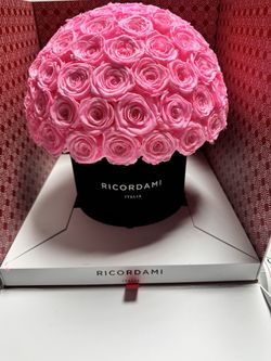 Large Ricordami Suede Black Pink Forever Lasting Roses 