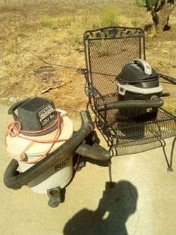 Shop vacs one Ridgid one blue hawk