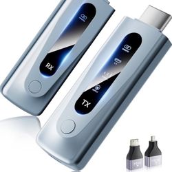 2025 Upgraded Wireless HDMI Transmitter and Receiver 328FT/100M, Plug & Play Portable 5G+2.4G Wireless HDMI Extender Kit for 4K Decode Input 1080P Out