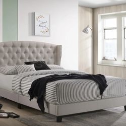 Rosemary Khaki King Platform Bed

