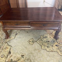 Dark Wood Carved Coffee Table