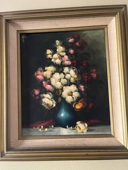R. Hunther Signed Floral Still Life Oil Painting