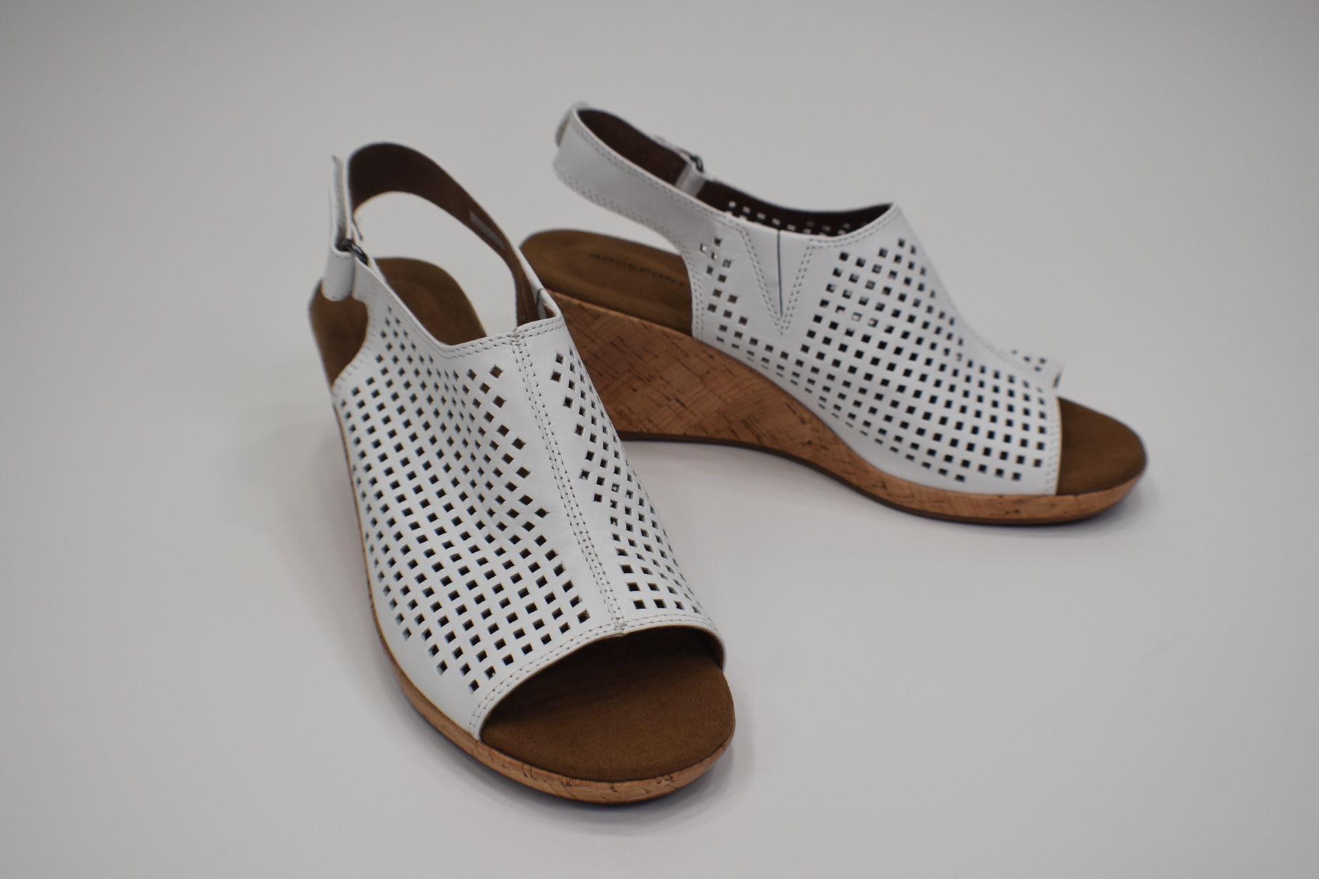 Women’s Rockport Briah Perf Slingback Wedge Sandal US 8.5M White