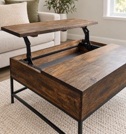West Elm Industrial Storage Pop-Up Coffee Table, 36”