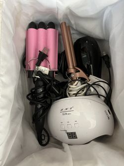 Hair Styling Bundle + Nail Lamp – Curlers, Blow Dryer, Waver (Works Great)