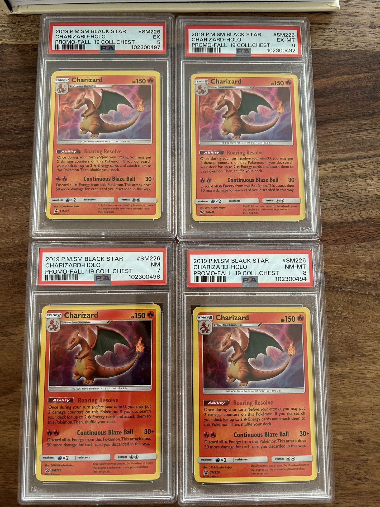 2019 Pokemon Promo Fall Chest #SM226 Charizard Holo Lot PSA (5-8)