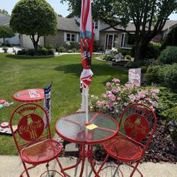 Coca Cola Table Chair and Umbrella Set
