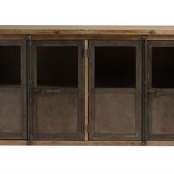Wood And Metal Storage / Media Cabinet