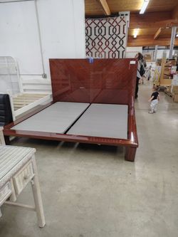 Brown King platform bed