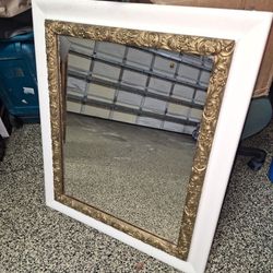 Antique Carved Reticulated Wood Framed Mirror 