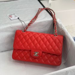 Brand New Chanel Caviar Quilted Red Medium Double Flap bag 