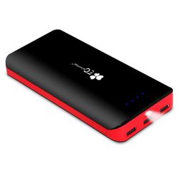 EC Technology Portable Charger 22400mAh Power Bank Ultra High Capacity 3 USB Chargring External Cell Phone Battery Pack with Auto IC and Flashlight fo