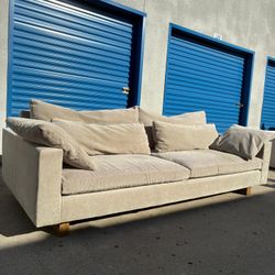 West Elm Light Taupe Distressed Velvet Couch 🛻Delivery Available🛻