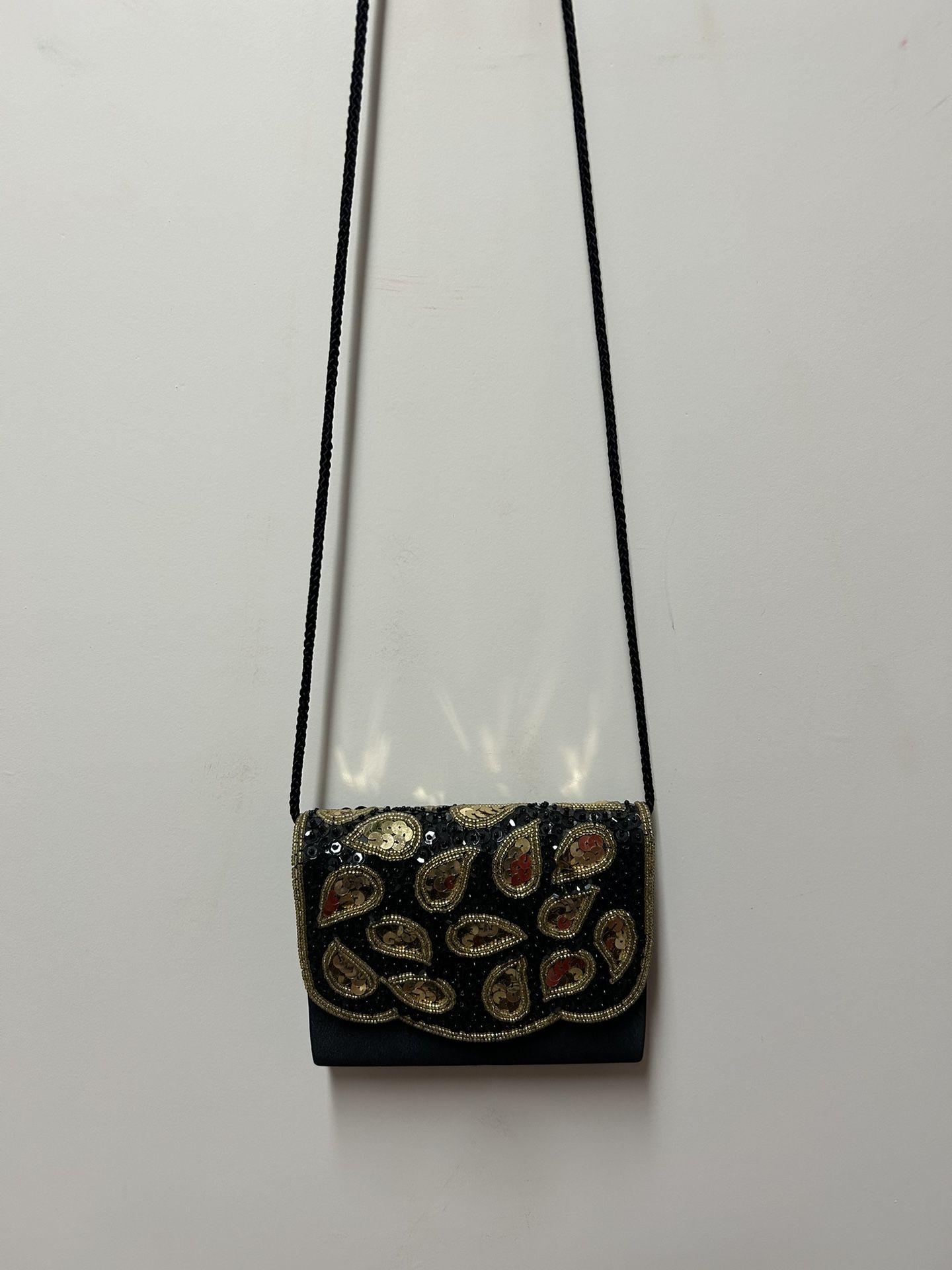 Black With Gold Embellishment Evening Bag