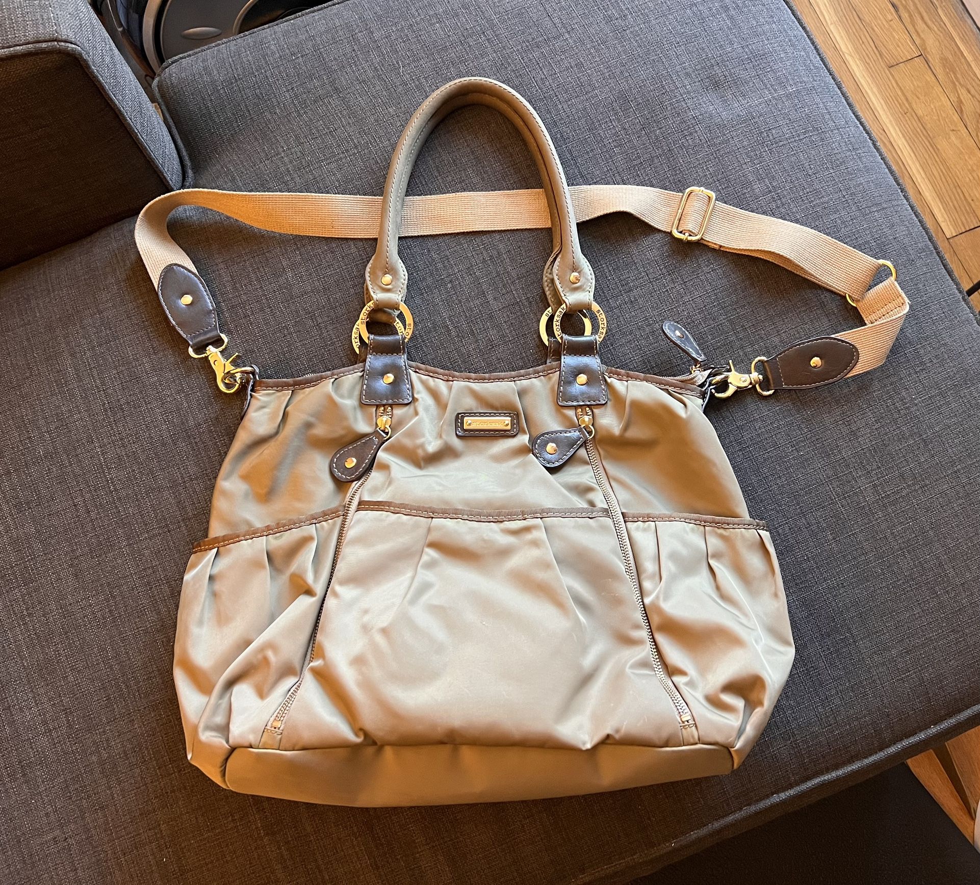 Storksak Kahki Satchel Diaper Bag