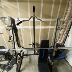 Squat rack, lat pull-down, bench press, Incline Bench Press 