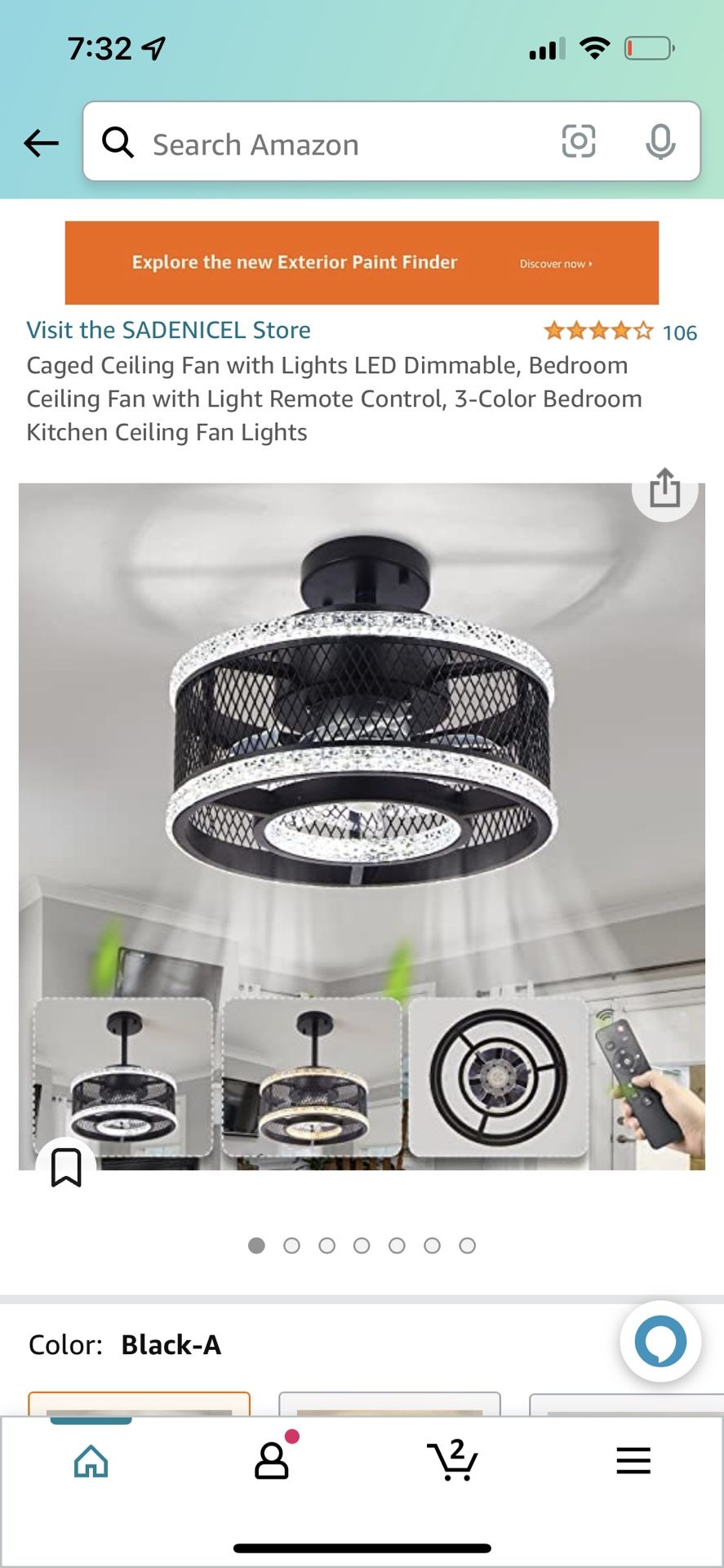 Caged Ceiling Fan LED Light 