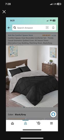 Reversible Comforter Set Black/grey 