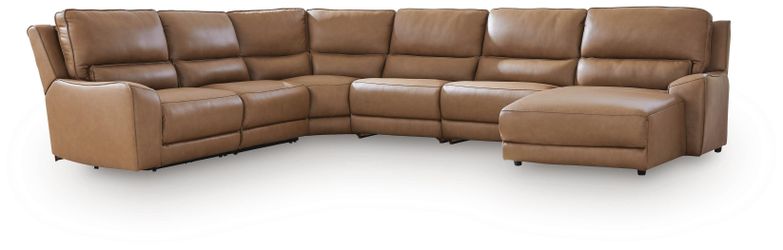 DeepWakes Caramel 6-Piece Reclining Sectional with Chaise