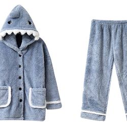 New Pajama Set for Women and Men,Flannel Two-Piece Fleece Long Sleeve Top with Pants PJs,Winter Sleepwear for Couple Home