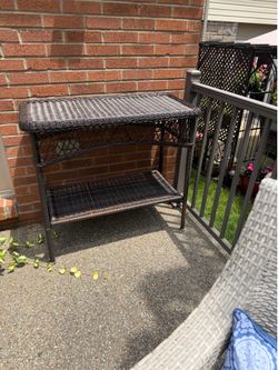 Rattan outdoor serving table