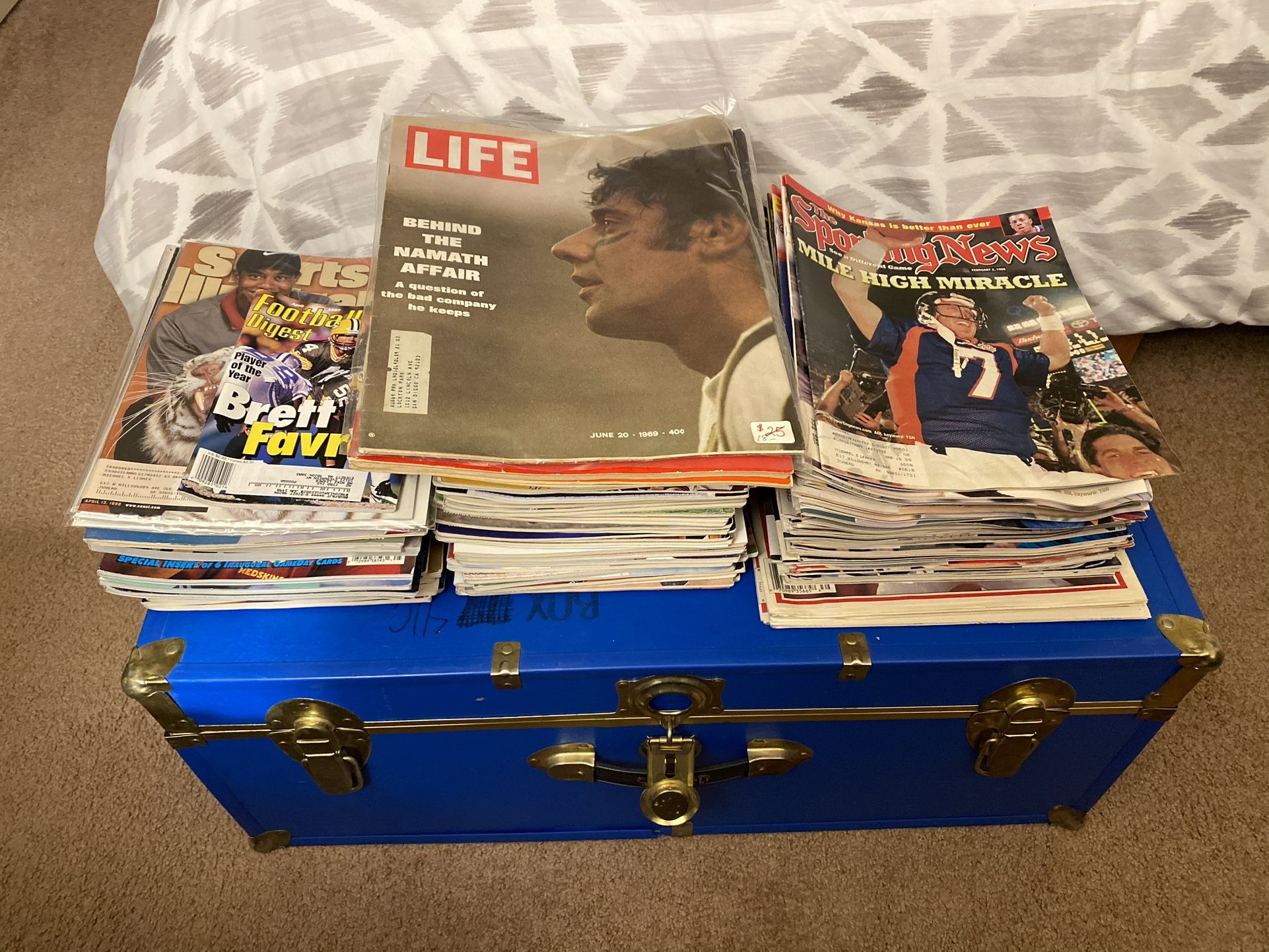 Large Reseller Lot of 112 Vintage Sports Magazines: Includes 1969 Namath and 1938 Luckman Covers