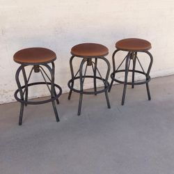 Set of 3 Metal Swivel Bar Stools - $45
