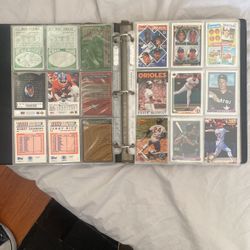 Vintage Sports Card Binder Collectibles Baseball Football Trading Cards Lot 