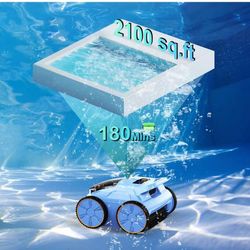2025 New) Robotic Pool Vacuum, Robotic Pool Cleaner for Inground Pools, Smart Navigation, Floor/Wall/Waterline Cleaning, 150 Mins Runtime for Pool Up 
