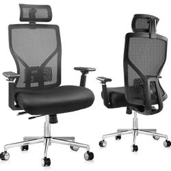 Ergonomic Office Chair,Mesh Computer Chair,Home Office Desk Chair with Seat Slider,Adjustable Headrest,Lumbar Support,3D Armrest,Tilt Function,Comfort