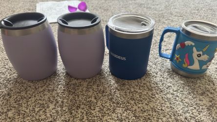 Set of 4 Insulated Stainless Steel Mugs with Lids