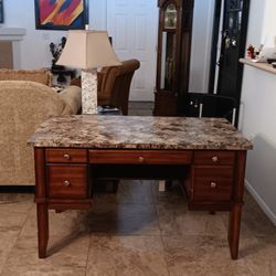 Faux Marble Top Wood Desk