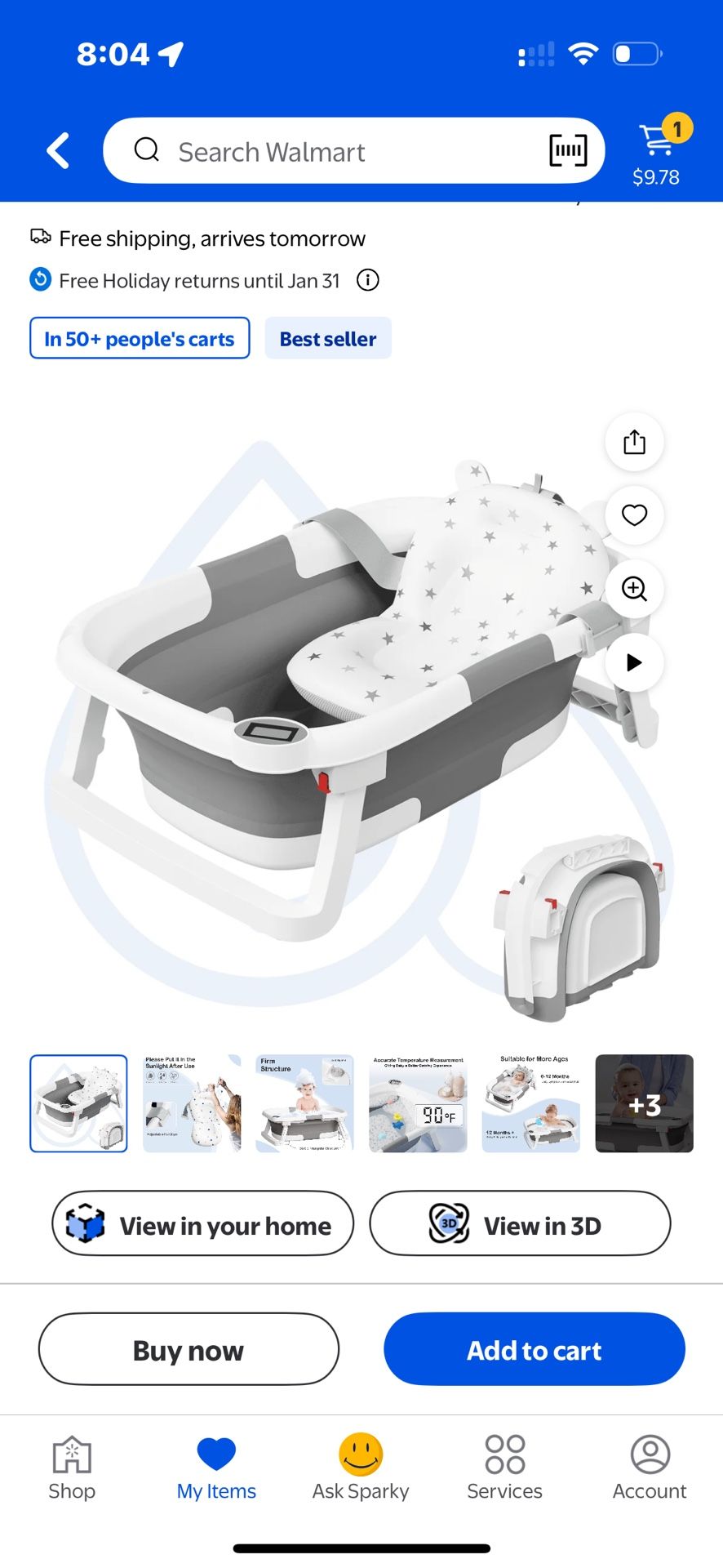 Collapsible baby bathtub