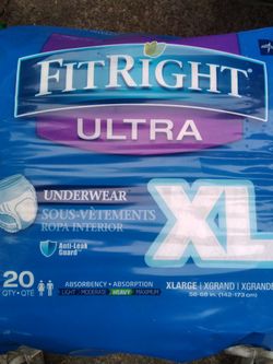 Fit Right depends 2xl , xl, one size fits all, and men's depends lg , many of both
