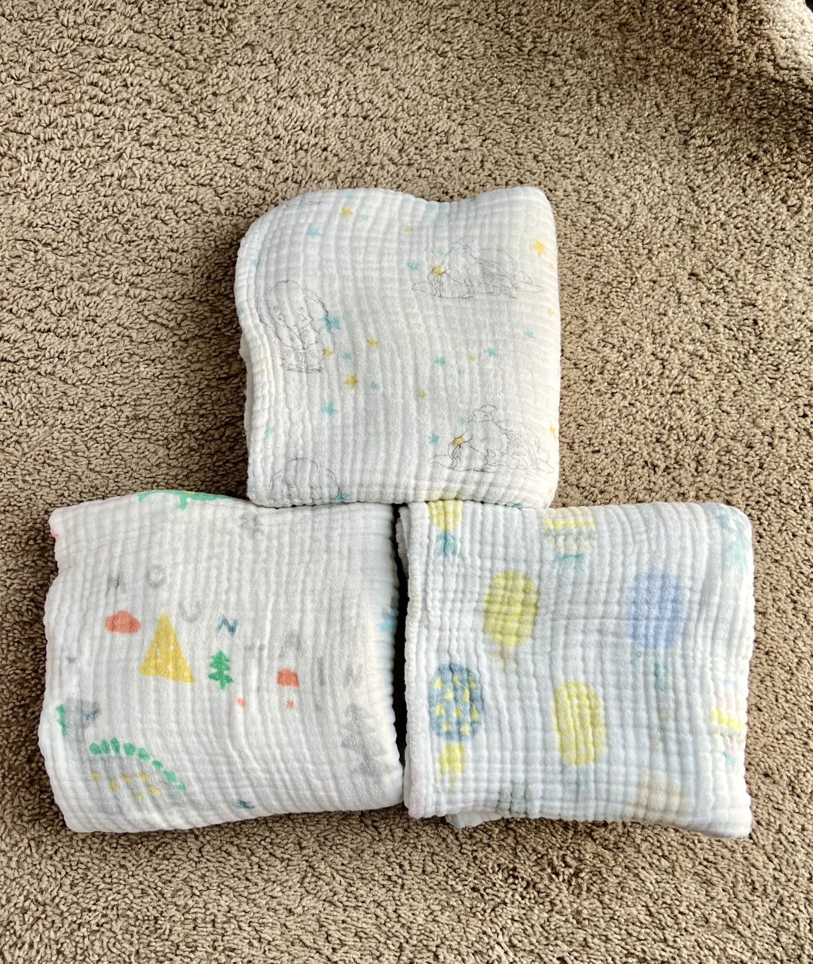 3 Bamboo Muslin Baby Bath Towels - $10
