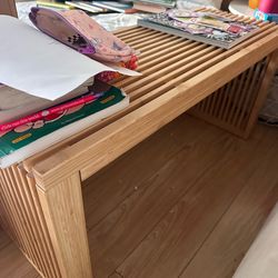 Wooden natural beige earthy stylish coffee table bench two in one