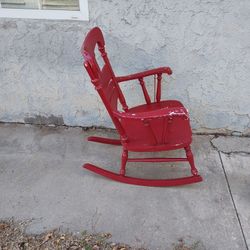 Antique Rocking Chair Repainted Red.