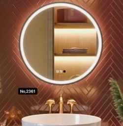 24”LED Sensor Mirror, Round Human Body Induction, Black Framed Vanity Mirror, Illuminated Dimmable Anti Fog IP44 Waterproof Wall Mounted Mirror