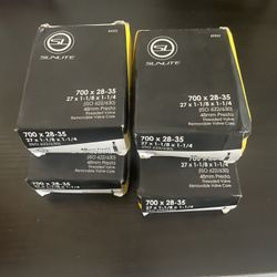 4x Bike Tire Tubes 700 × 28-35 27 x 1-1/8 x 1-1/4 (ISO 622/630) 48mm Presta Threaded Valve Removable Valve Core