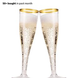 Champagne Flutes Gold Rim