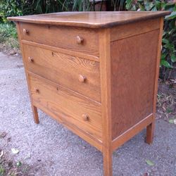 Antique Tiger Oak Low Boy Chest of Drawers *100.00* (Needs one rail repaired) 36"W x 33" H x 19" D