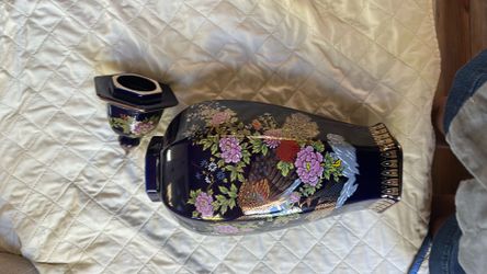 Vintage Cobalt Blue with Gold accents. Hand painted.