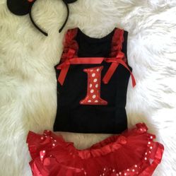 Numbered Minnie Mouse shirt with matching Tutu