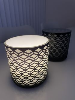 Rare, Like New! Modern Designer Geometric Two-Layer Glass Candle Light Holder - Black And White