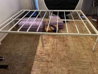 White metal bed frame